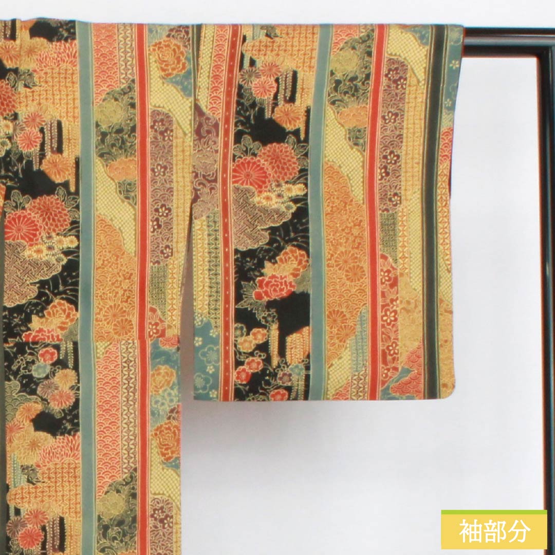 小紋 正絹 Aランク 身丈155cm 裄丈62cm 袷 縦縞 古典柄 グラデーション系 1115006603399