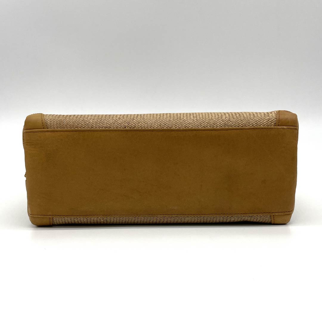 Casual Japanese style bag, plum brown, cowhide, Rikyu bag, wickerwork, brown, S rank, 113900047214