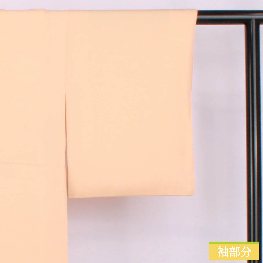 色無地 正絹 Sランク 身丈159cm 裄丈63cm 肌色(はだいろ) 一つ紋 丸に桔梗 寿光織 袷 橙系 1114002652326