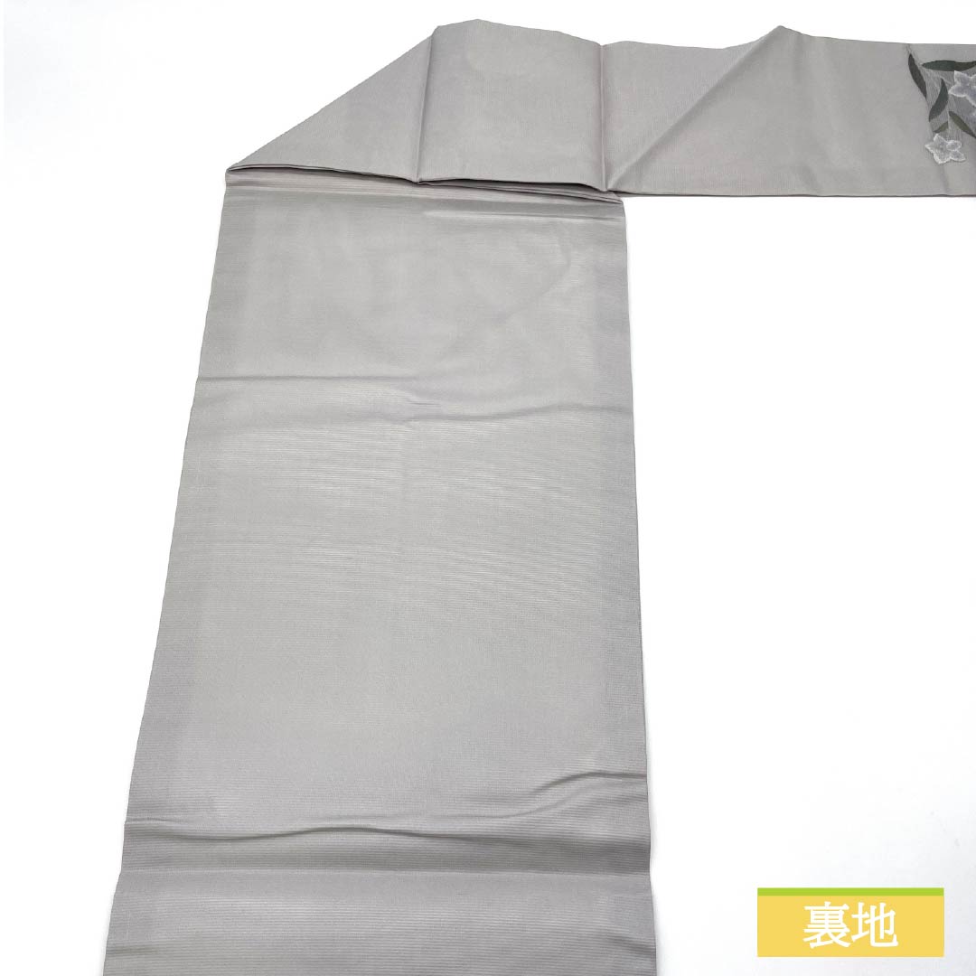 名古屋帯 正絹 銀灰色色(ぎんかいしょくいろ) 夏帯 桔梗 流水 帯丈358cm Sランク ポイント柄 セミフォーマル グレー系 1124008302322 名古屋仕立て