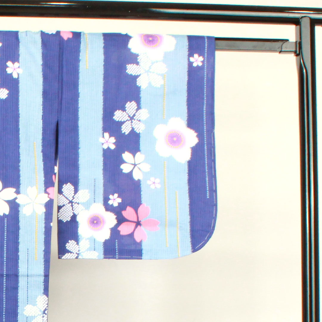 浴衣 しつけ糸付き 未使用品 桜 木綿 Sランク 単衣 身丈164cm 裄丈66cm グラデーション系 1118002892499