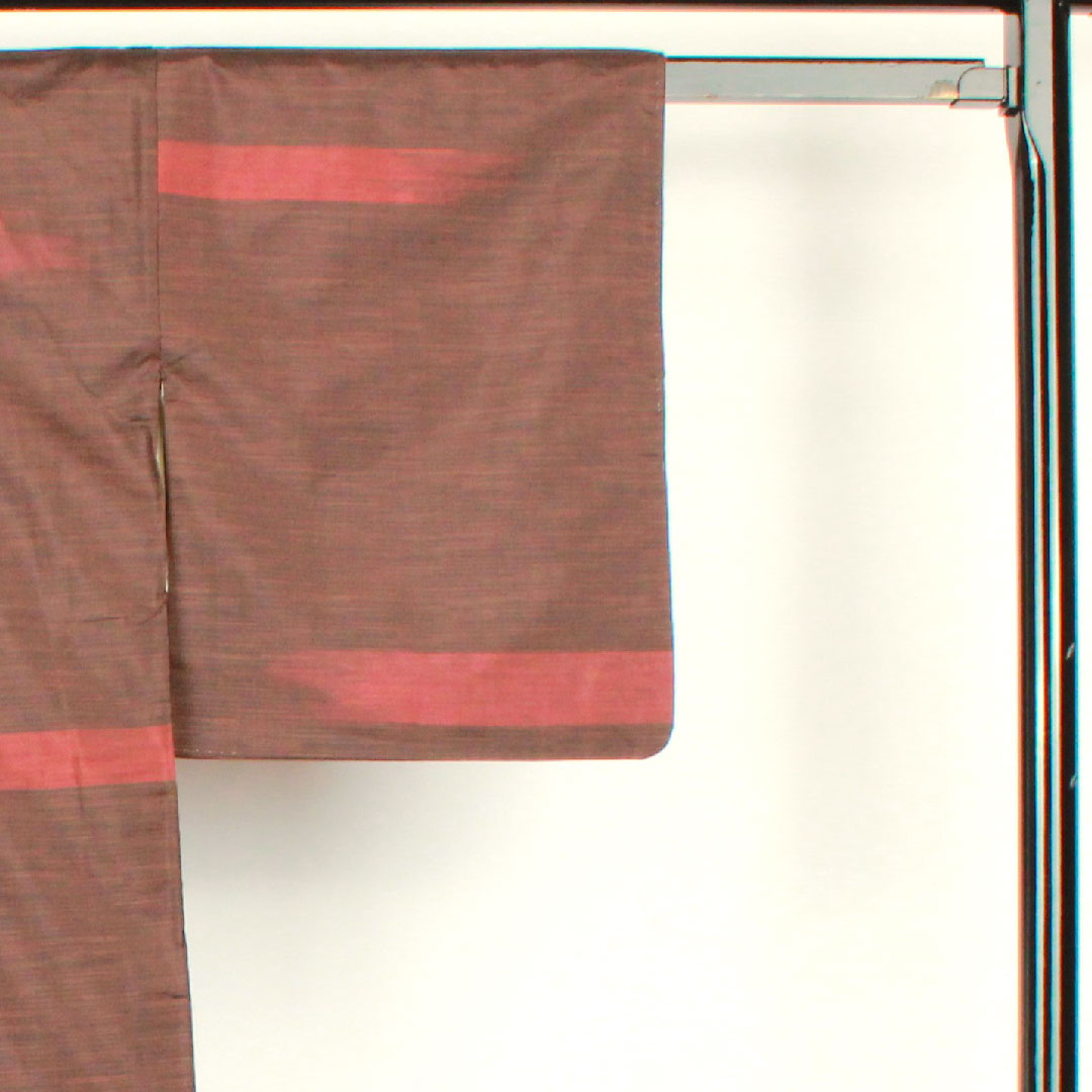 大島紬 身丈159.5cm 裄丈60.5cm 黒鳶色 横縞 縞大島 正絹 Bランク 袷 茶系 1116001714314