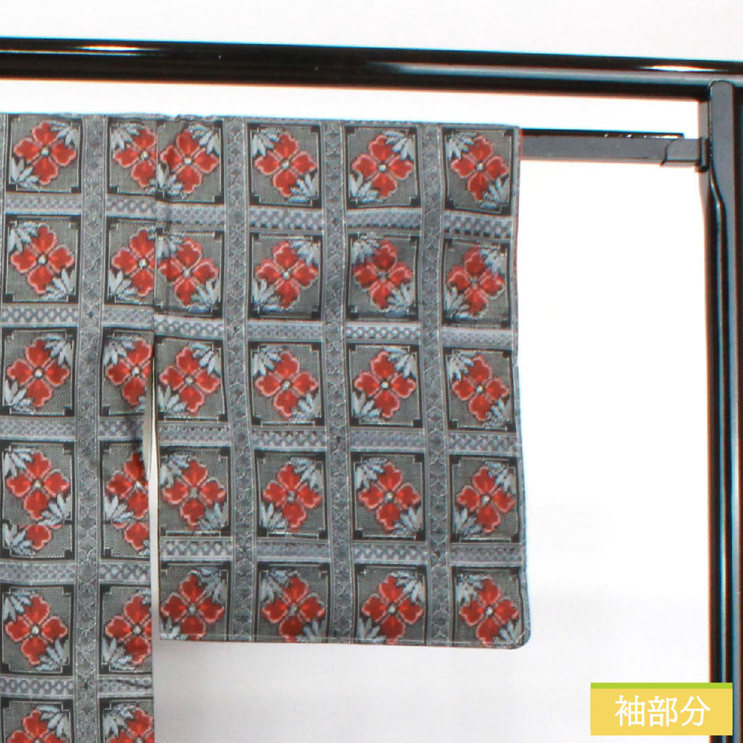 Murayama Oshima Tsumugi Silk Length 155cm Sleeve length 62.5cm Geometric pattern A rank Lined Black 1116003023310