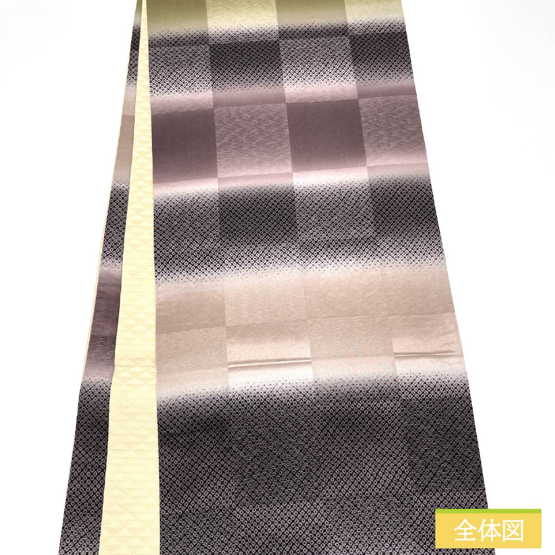 袋帯 正絹 染め帯 鹿の子模様 帯丈454cm Aランク 全通 セミフォーマル グラデーション系 1123014933499