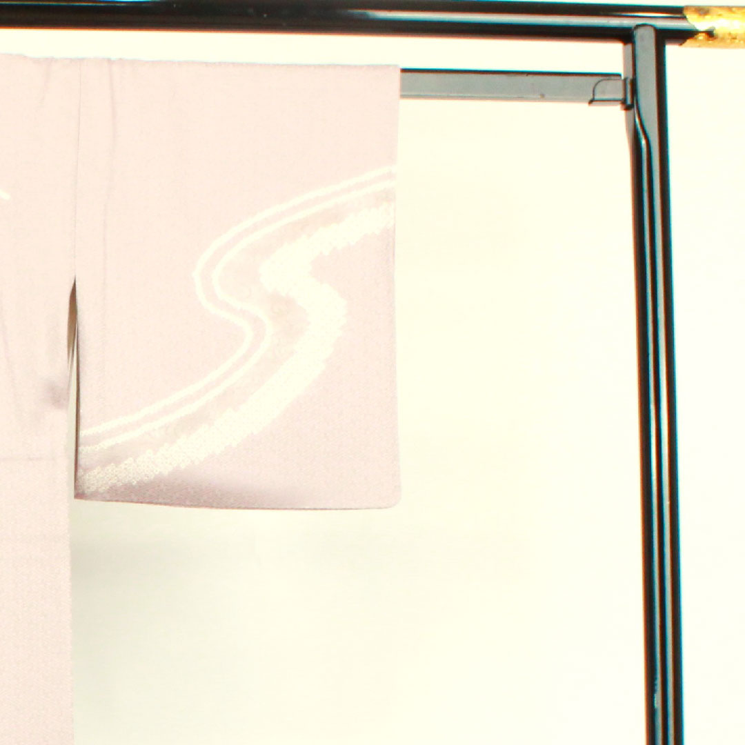 Homongi, lined, length 155cm, sleeve length 63cm, grape color, tie-dye, embroidery, running water, pure silk, A rank, purple, 1112002533320