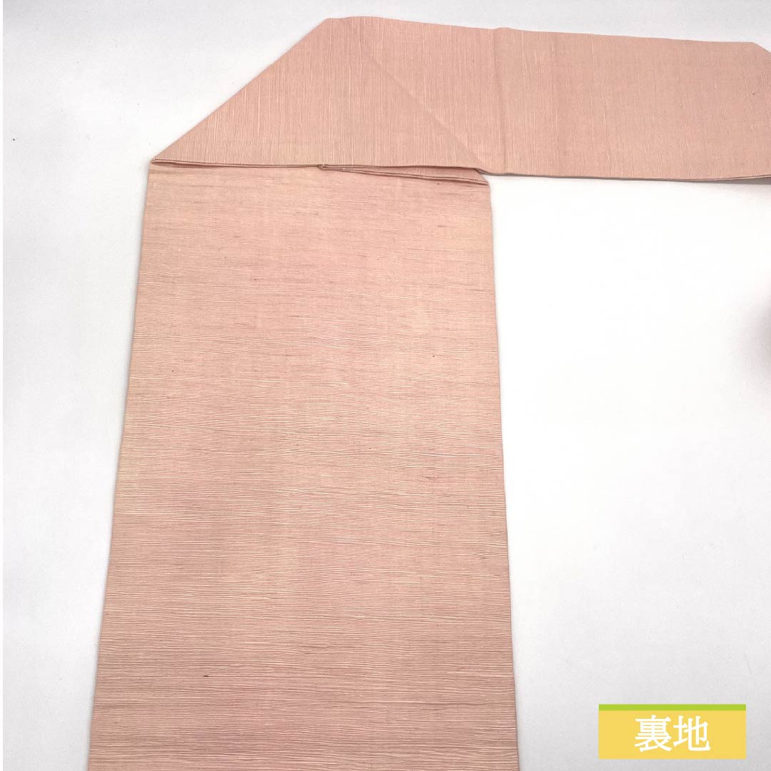 Nagoya Obi Otomeiro (maiden color) Tsumugi fabric Dyed obi Lily Obi length 353cm Pure silk S rank Point pattern Casual Pink 1124007522313 Nagoya tailoring