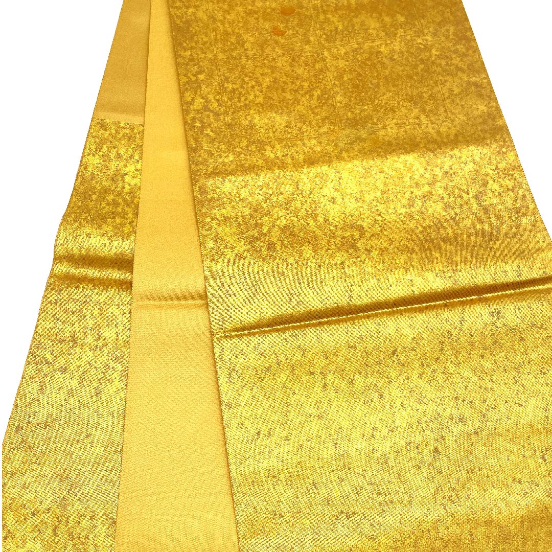 袋帯 金色 本金漆 蝶 華文 帯丈428cm 正絹 Aランク ポイント柄 フォーマル 金系 1123002873321
