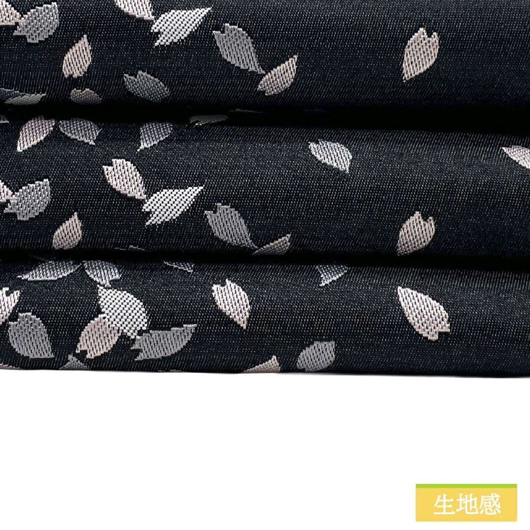 半幅帯 ポリエステル Sランク 黒色(くろいろ) 薄藤色(うすふじいろ) リバーシブル 桜 水玉 帯丈376cm マルチカラー 1125004712328