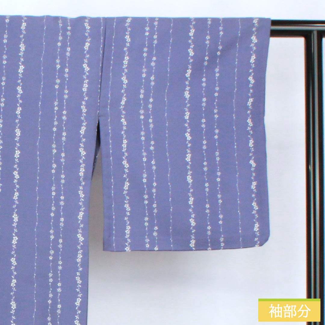 Komono Polyester A Rank Length 162.5cm Sleeve-to-sleeve 66cm Unlined Futai Aiiro (Deep Indigo) Katazome Small Flowers Washable Kimono Purple System 1115008053420