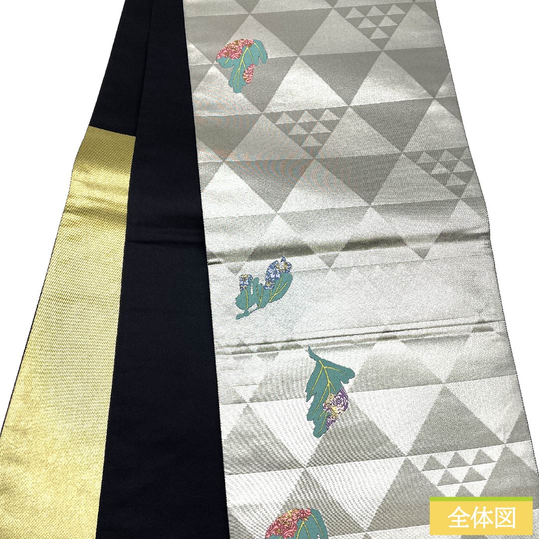 袋帯 金色 乱菊幸結文 鱗 唐花 亀甲 帯丈444cm 正絹 Sランク 六通 フォーマル 金系 1123010732321