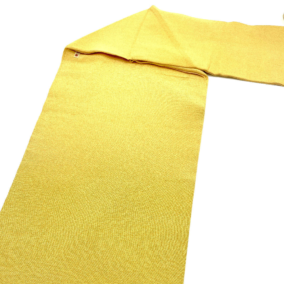 名古屋帯 京紅型 染め帯 縮緬 吉祥文様 帯丈360.5cm 正絹 Aランク ポイント柄 カジュアル 黄系 1124001983323 名古屋仕立て