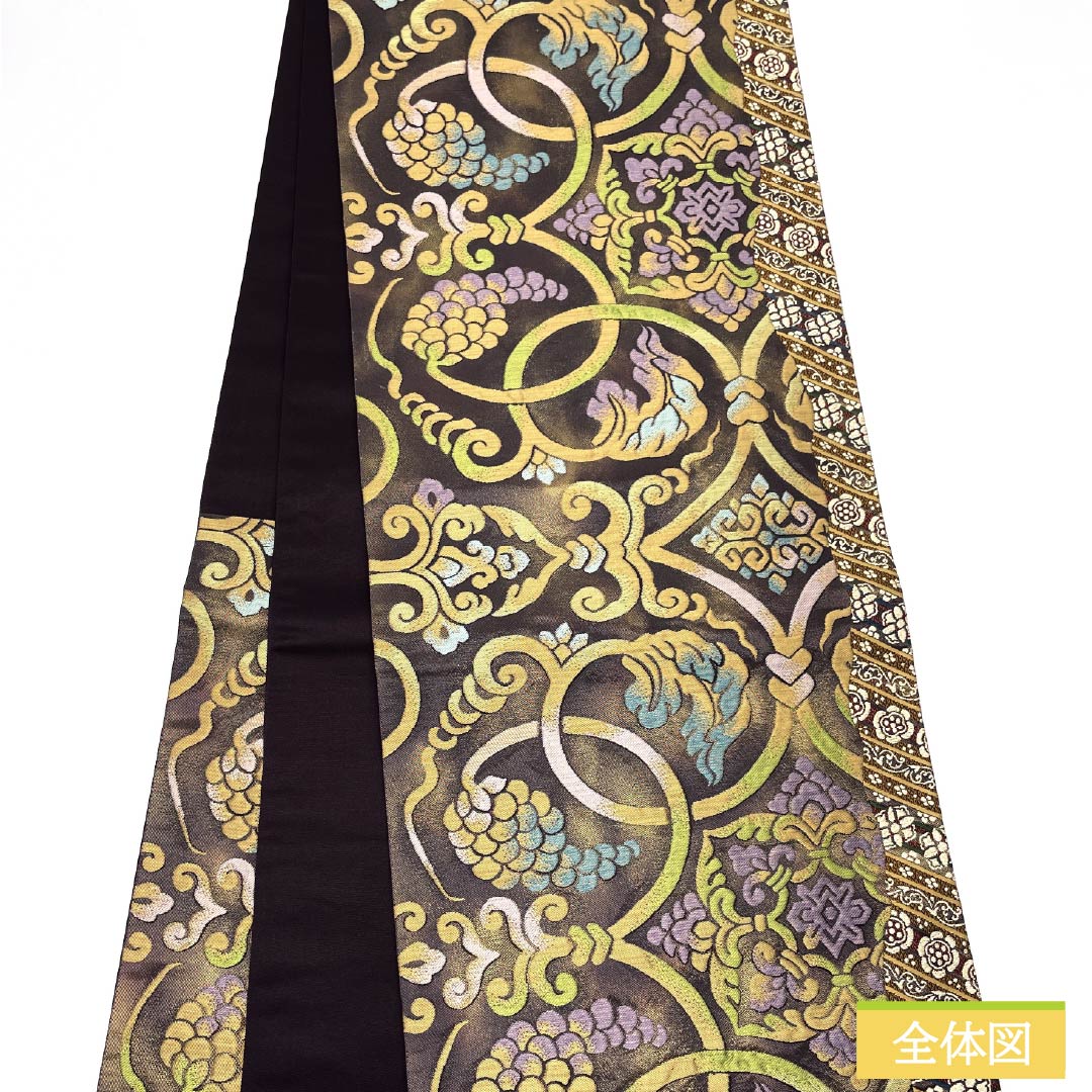 袋帯 正絹 葡萄唐草 華文 帯丈440cm Sランク 六通 セミフォーマル グラデーション系 1123014822399