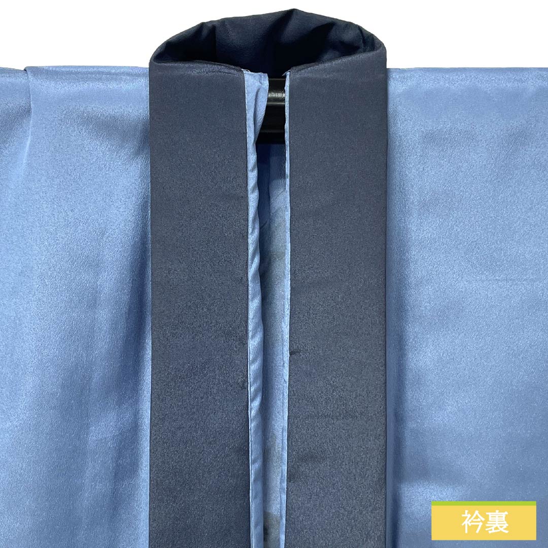 メンズ襦袢 ポリエステル Aランク 身丈142cm 裄丈69cm 朧花色(おぼろはないろ) 風景画 単衣 青系 1140000863417