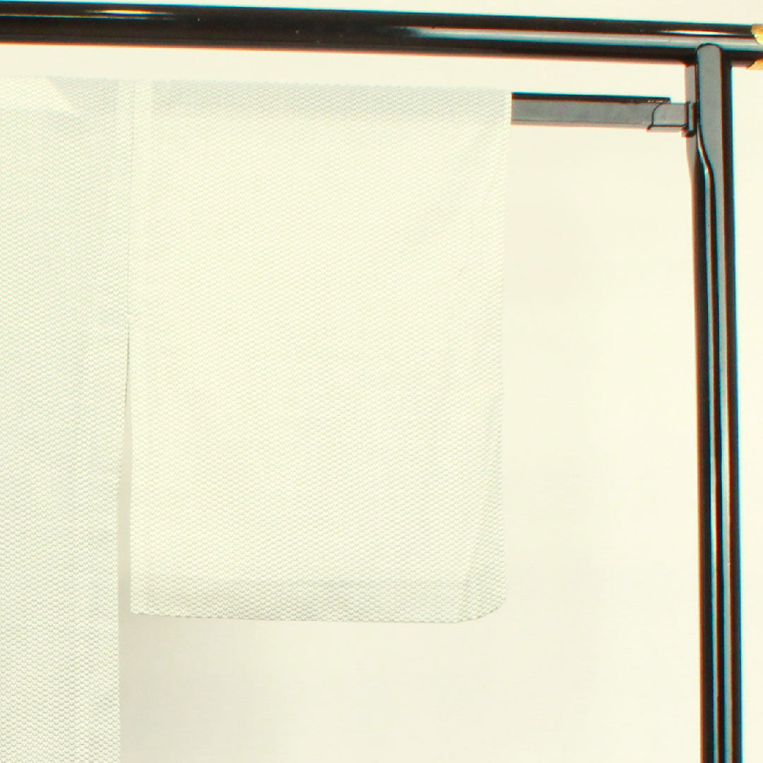 夏物 ポリエステル 小紋 身丈166cm 裄丈66cm 幾何学模様 洗える着物 紗 Aランク 白系 1132000763511