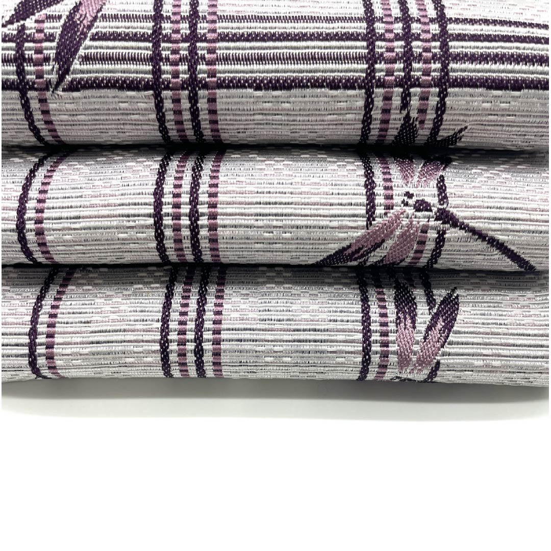 半幅帯 ポリエステル 帯丈360cm 小町鼠色(こまちねずいろ) 格子 トンボ 古典柄 グレー系 Sランク 1125001492322