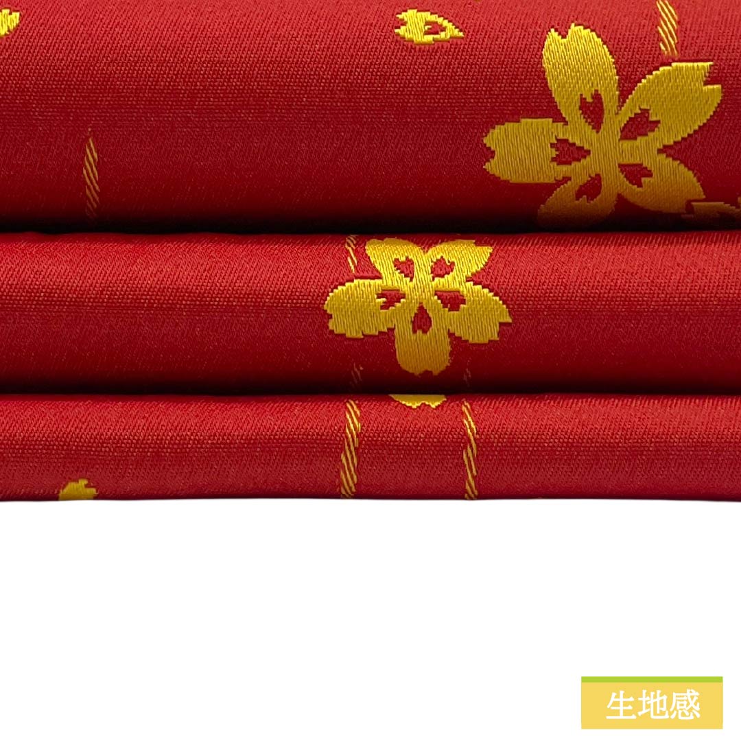 半幅帯 ポリエステル Sランク 真紅色(しんくいろ) 八丈色(はちじょういろ) リバーシブル 桜 帯丈348cm マルチカラー 1125004492328