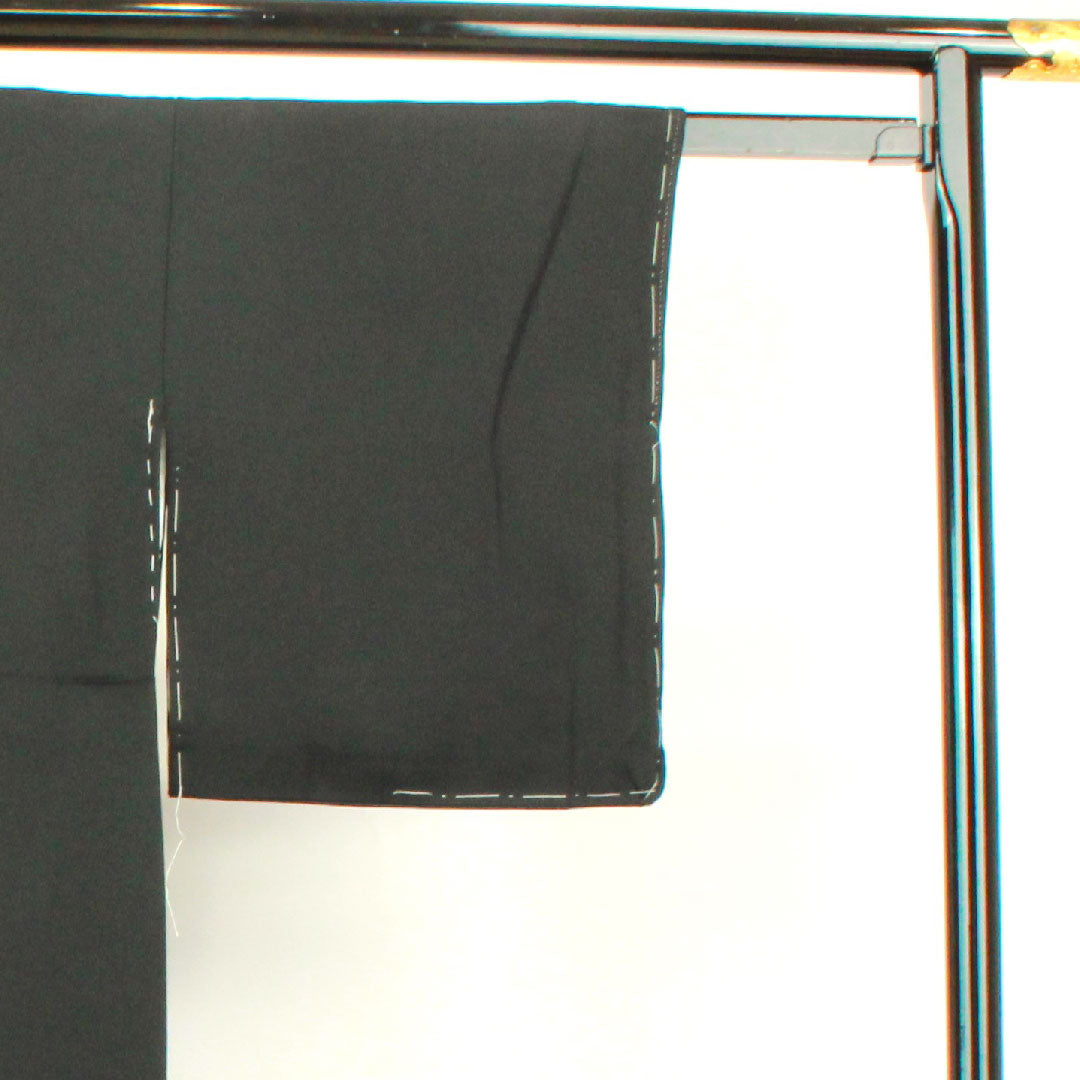黒留袖 身丈166cm 裄丈65.5cm 袷 しつけ糸付き 未使用品 京友禅 華文 束ね熨斗 垂れ蔦 正絹 Sランク 五つ紋 黒系 1111001082510