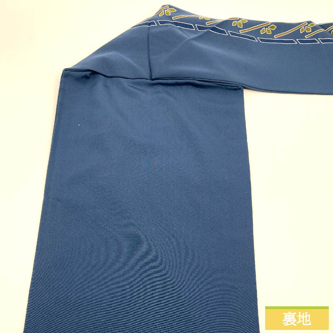 名古屋帯 呉須色(ごすいろ) 染帯 抽象花模様 抽象植物模様 帯丈345cm 正絹 Sランク 全通 カジュアル 紺系 1124006132318 名古屋仕立て