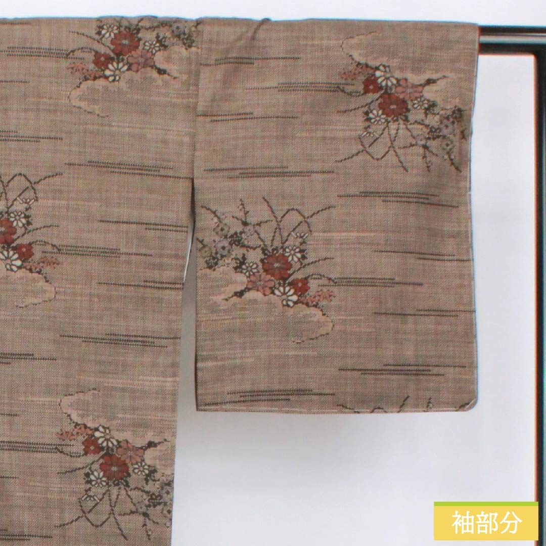 紬 正絹 Sランク 身丈170.5cm 裄丈68cm 赤墨色(あかずみいろ) 大島紬 一元絣 7マルキ 袷 茶系 1116004332614