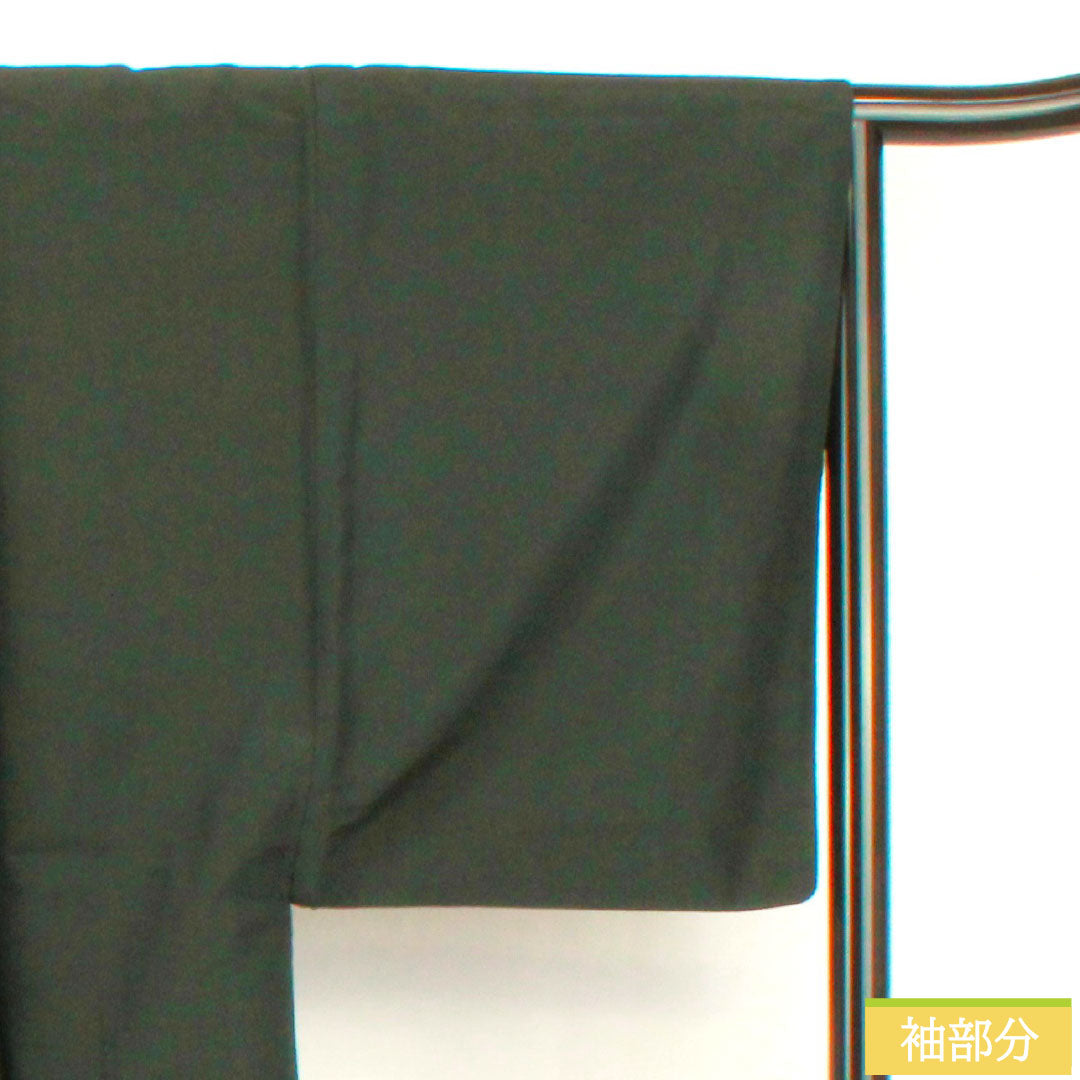 男物 正絹 Sランク 身丈88cm 裄丈66cm 錆鉄色(さびてついろ) 紬地 緑系 1119001642119