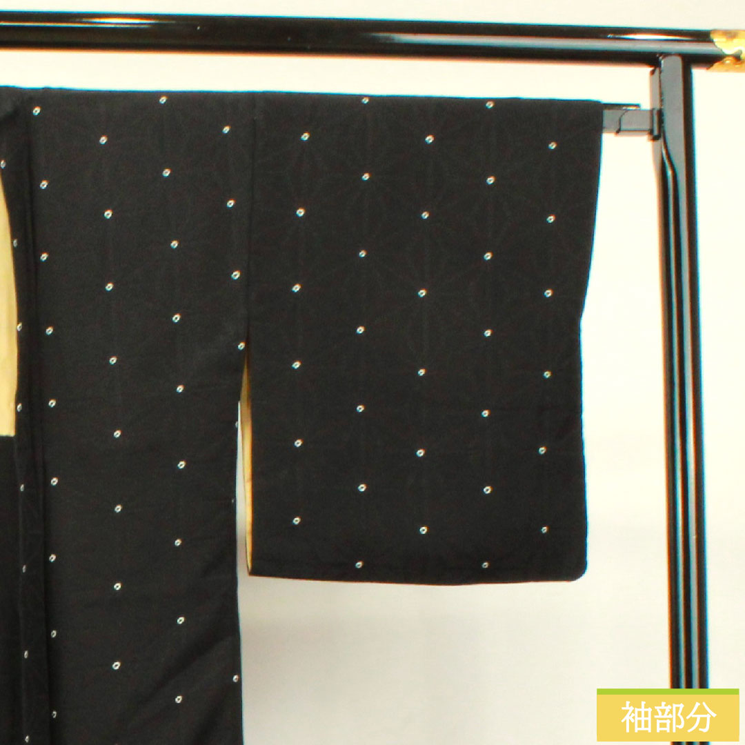 羽織 正絹 身丈95cm 裄丈66.5cm 麻の葉 Sランク 袷 黒系 1117000942910