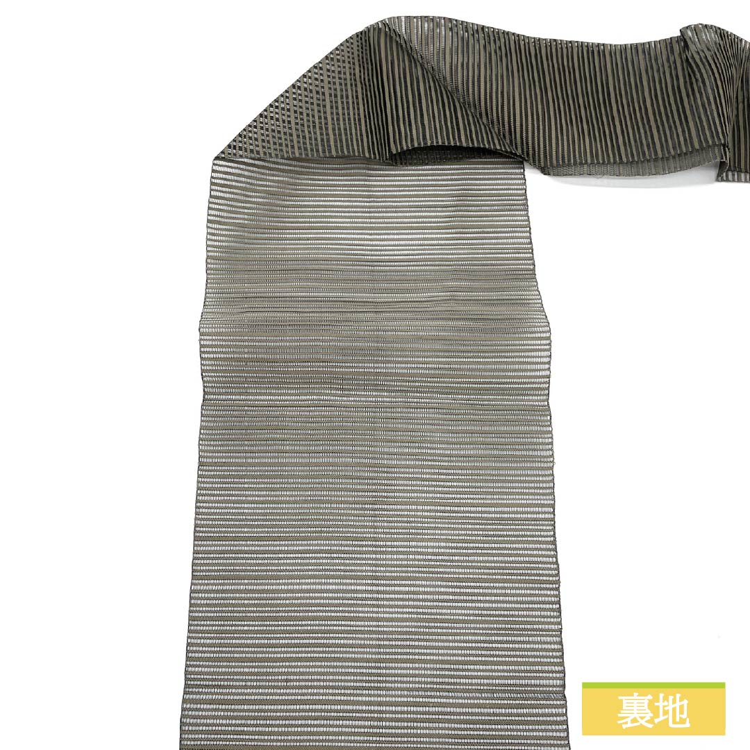 名古屋帯 絹鼠色(きぬねずいろ) 夏帯 かすみ すくい織 帯丈367cm 正絹 Sランク ポイント柄 カジュアル 茶系 1124008632314 松葉仕立て