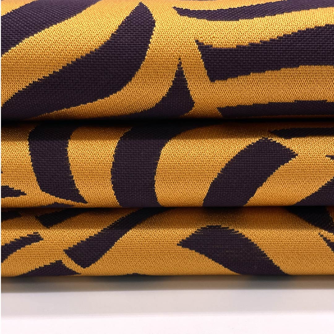 (未仕立)半幅帯 ポリエステル 橙色(だいだいいろ) 幾何学模様 縞 帯丈358cm 橙系 Sランク 1125001272326