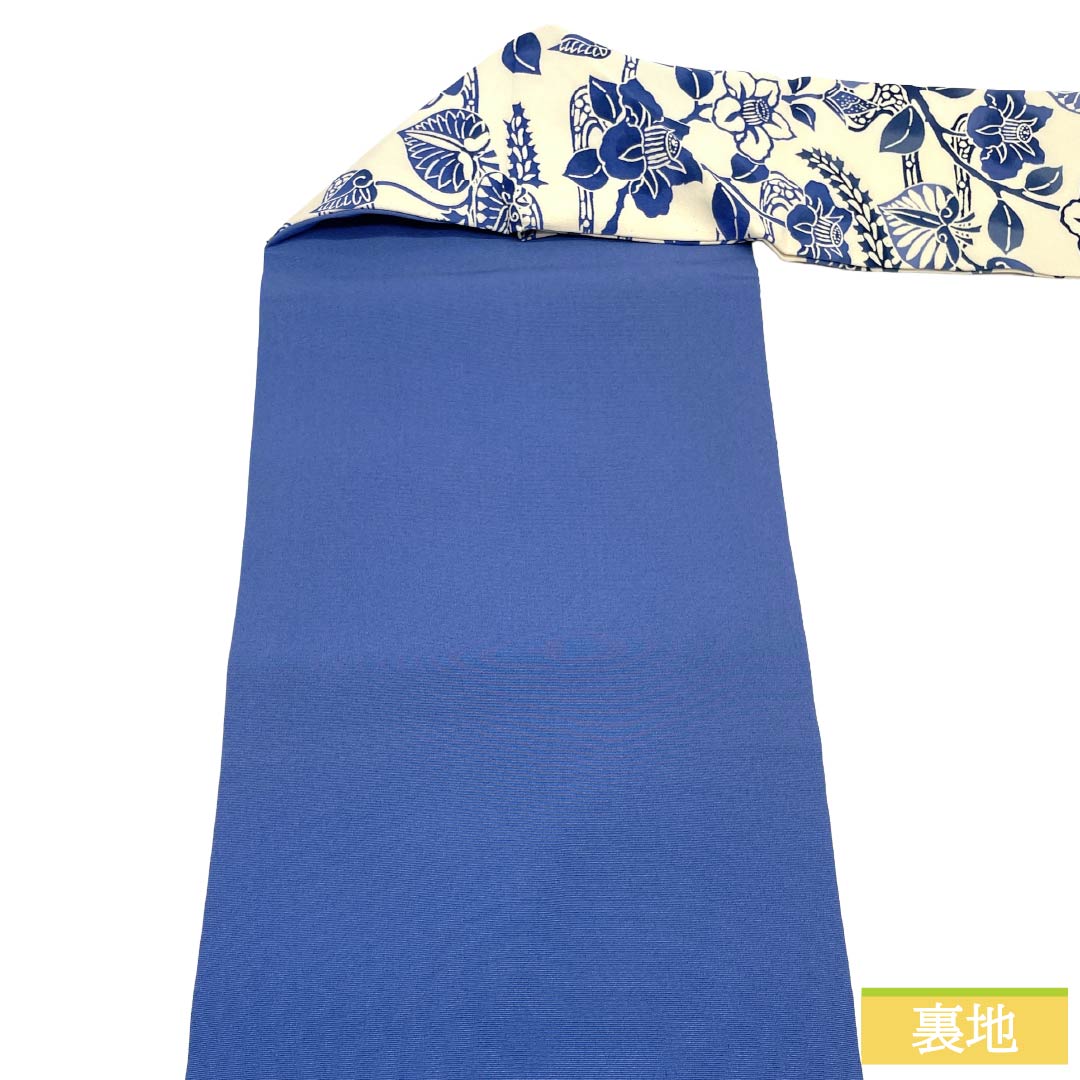 名古屋帯 正絹 Aランク 名古屋仕立て 乳白色(にゅうはくしょく) 作家物 染め帯 花柄 帯丈393cm 全通 カジュアル クリーム系 1124014623415