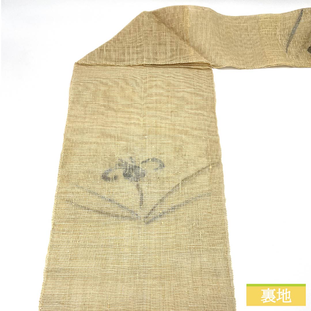 名古屋帯 正絹 東京白茶色(とうきょうしらちゃいろ) 夏帯 菖蒲 帯丈366cm Sランク ポイント柄 セミフォーマル ベージュ系 1124006742325 名古屋仕立て