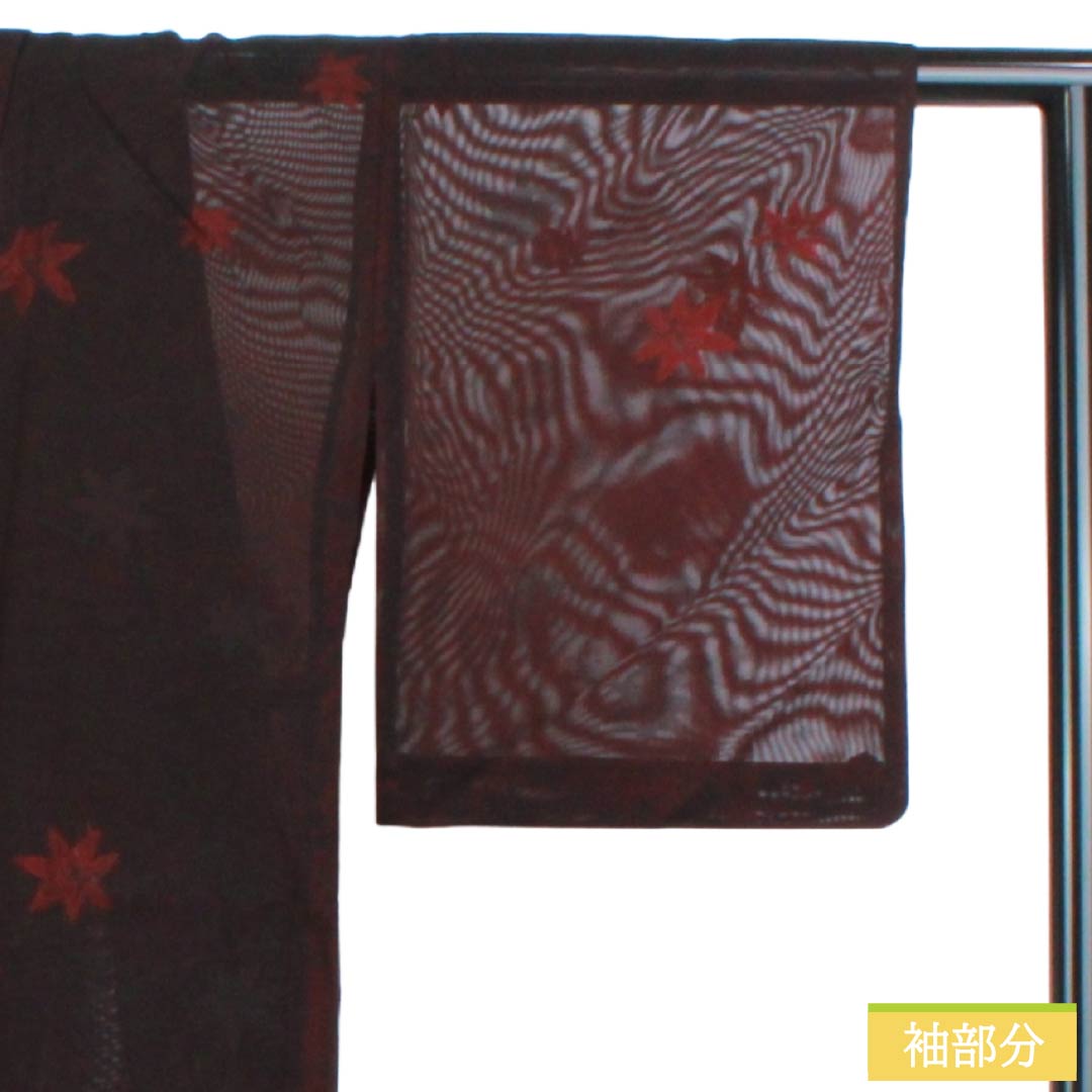 Summer Item Pure Silk Omeshi A Rank Length 160cm Sleeve-to-shoulder 63.5cm Dark Crimson Monsha Maple Leaf Sha Red color 1132004373412