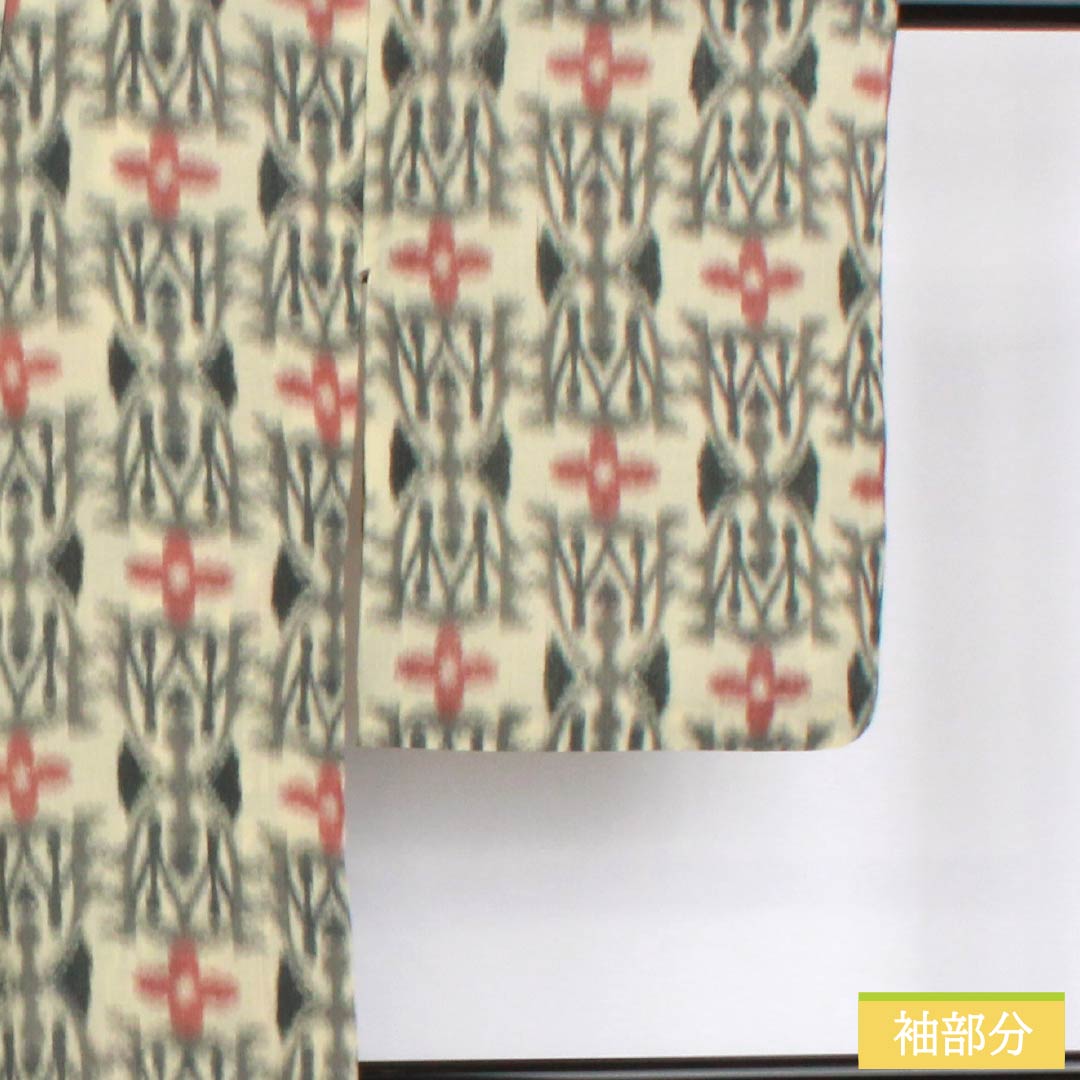 Summer Silk Tsumugi Kimono, Length 159cm, Sleeve Length 63cm, Torinoko Color (Torinoko), Abstract Pattern, Gauze, S Rank, Cream, Item Number 1132002442315