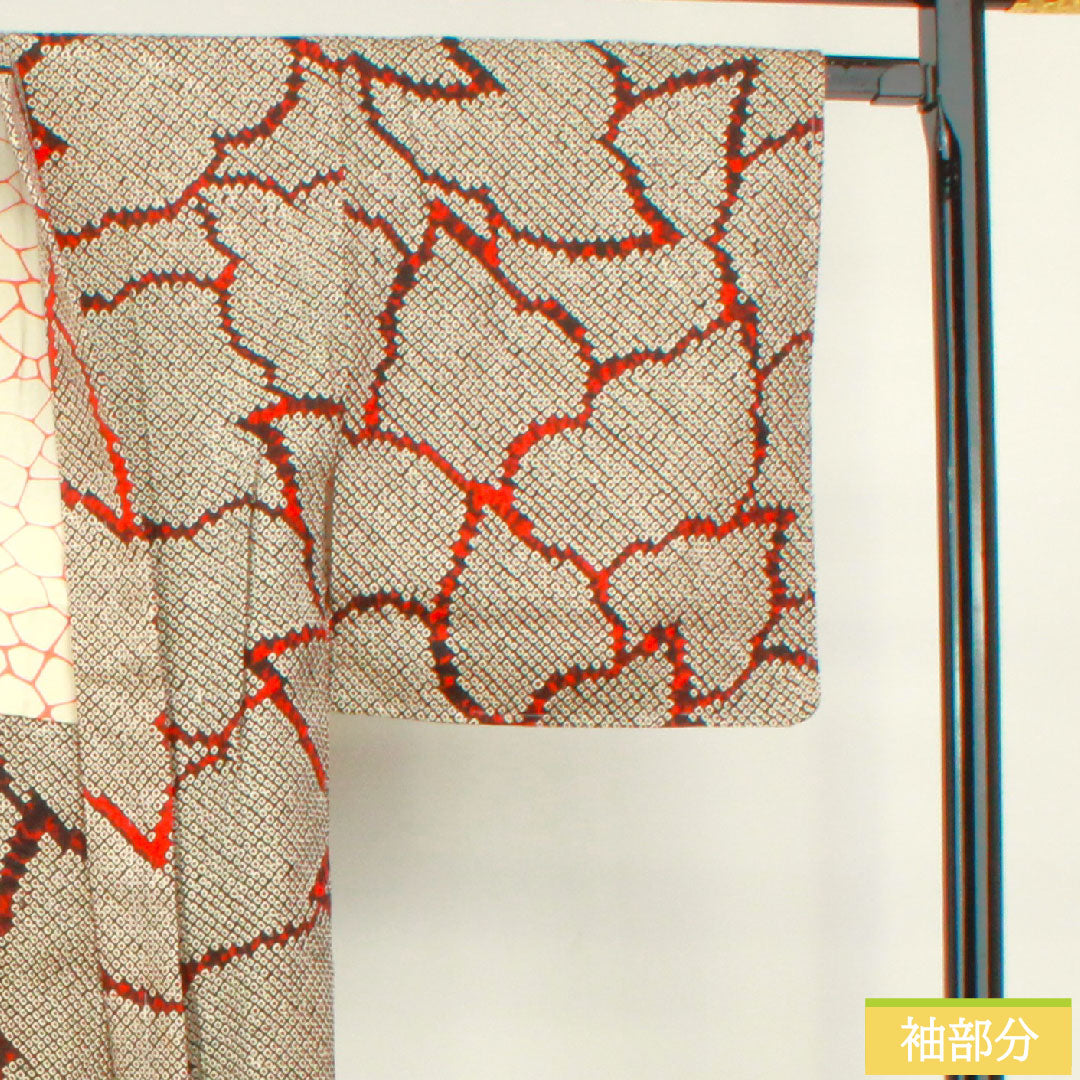 羽織 正絹 身丈78.5cm 裄丈65.5cm 総絞り 抽象模様 しつけ糸付き 未使用品 Sランク 袷 黒系 1117001082910