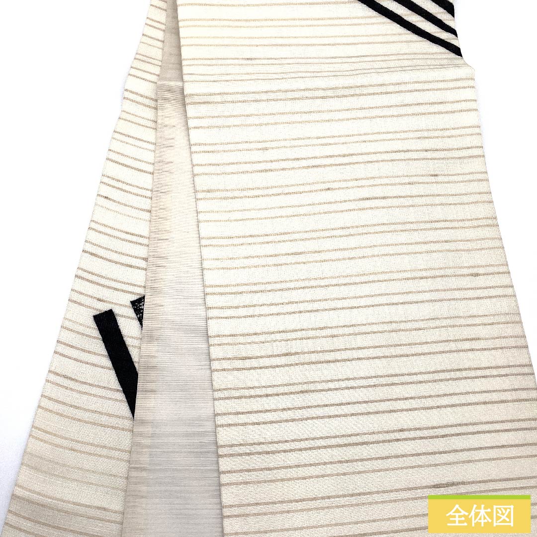 袋帯 素色(しろいろ) 抽象模様 染め帯 帯丈438cm 正絹 Sランク ポイント柄 カジュアル 白系 1123010532311