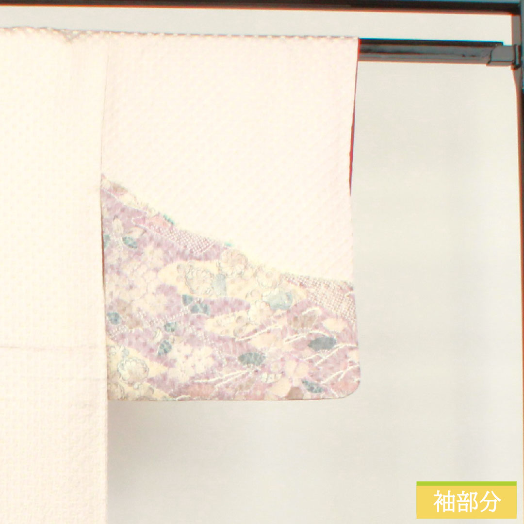 訪問着 正絹 袷 身丈159.5cm 裄丈63cm 桜色 絞り 辻ヶ花 Aランク 紫系 1112004113320
