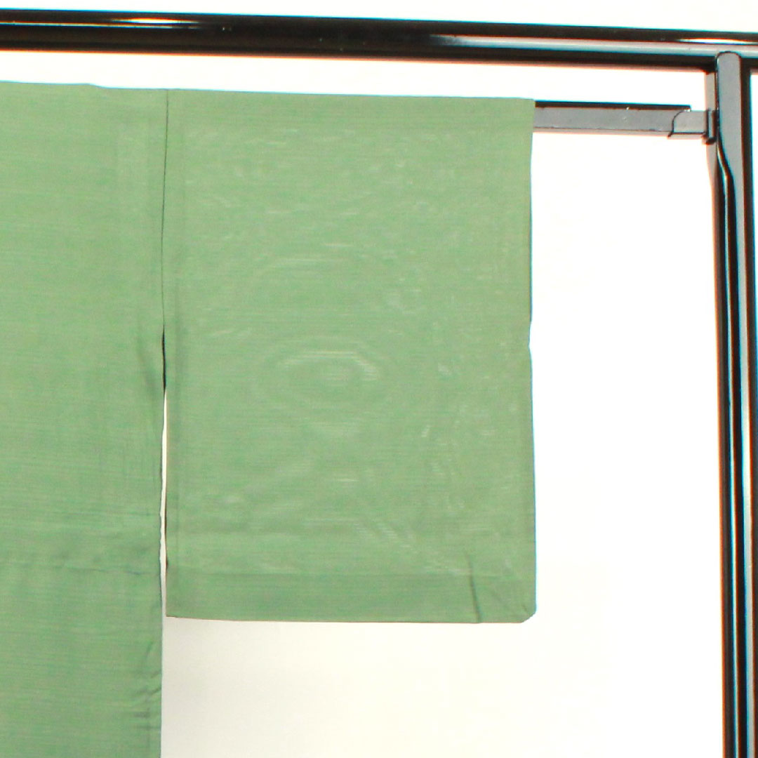 夏物 正絹 色無地 身丈162.5cm 裄丈66cm 笹色(ささいろ) 素無地 絽 Aランク 緑系 1132001073419