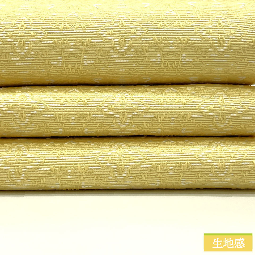 (New) Half-width obi, polyester, NEW rank, light eggshell color, unohana color, abstract floral pattern, geometric pattern, fancy lattice, reversible, obi length 400cm, yellow系 1125002411423