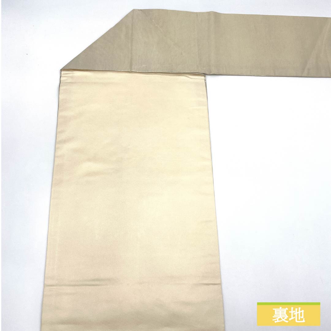 名古屋帯 生成り色(きなりいろ) 刺繍 パンジー 帯丈359cm 正絹 Sランク ポイント柄 カジュアル ベージュ系 1124007532325 名古屋仕立て