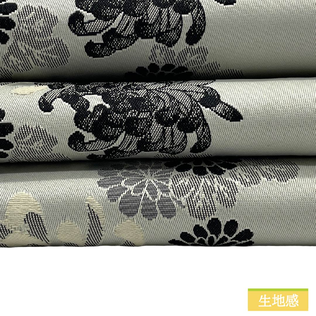 半幅帯 ポリエステル Aランク 雲井鼠色(くもいねずいろ) 牙黄色(げおういろ) 菊 縞 広幅 帯丈389cm グレー系 1125005703322