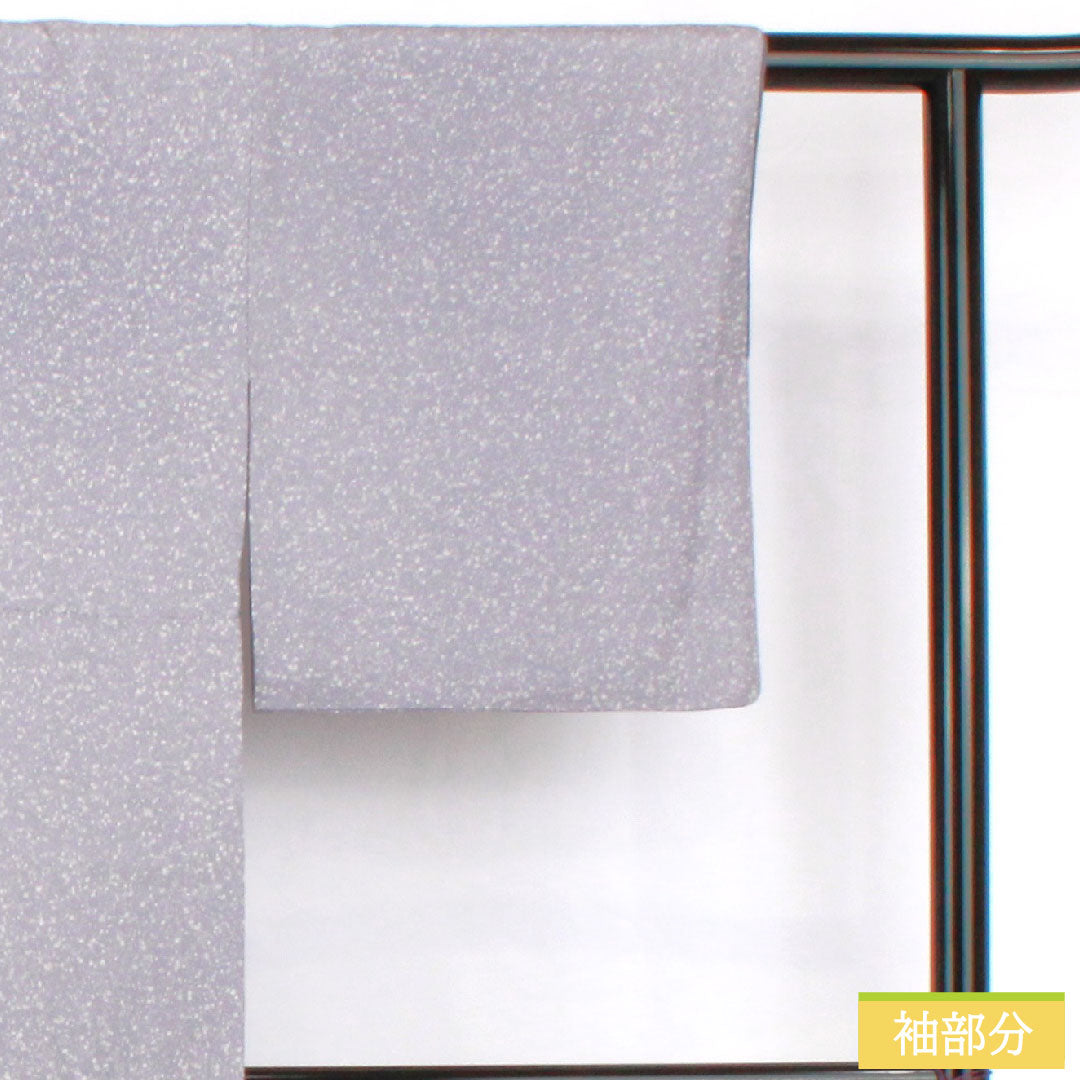 訪問着 正絹 袷 身丈157.5cm 裄丈61.5cm つるば鼠色(つるばねずいろ) タタキ染 扇 一つ紋 中陰三階菱 Aランク 紫系 1112005223320