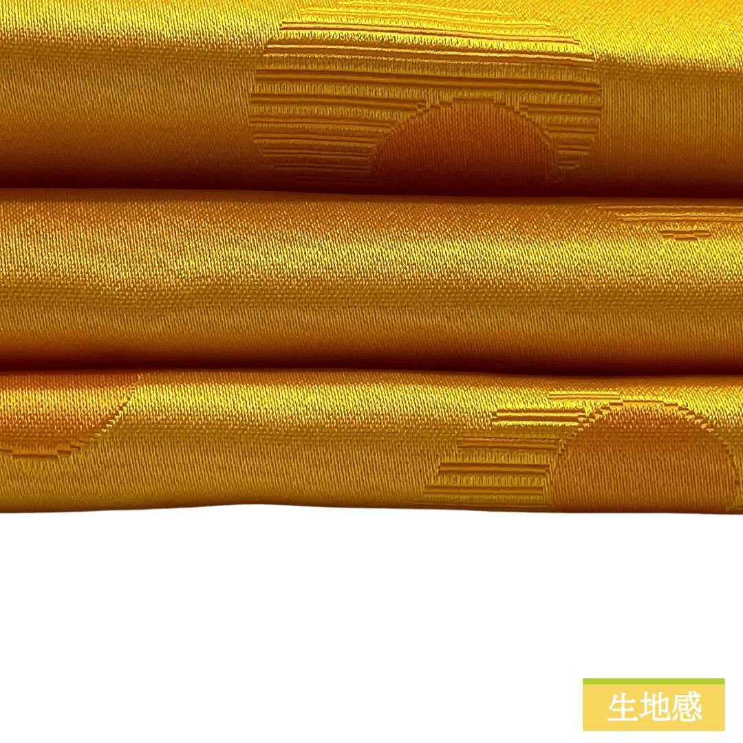 半幅帯 ポリエステル Aランク 山吹色(やまぶきいろ) 抽象模様 帯丈352cm 黄系 1125004513323