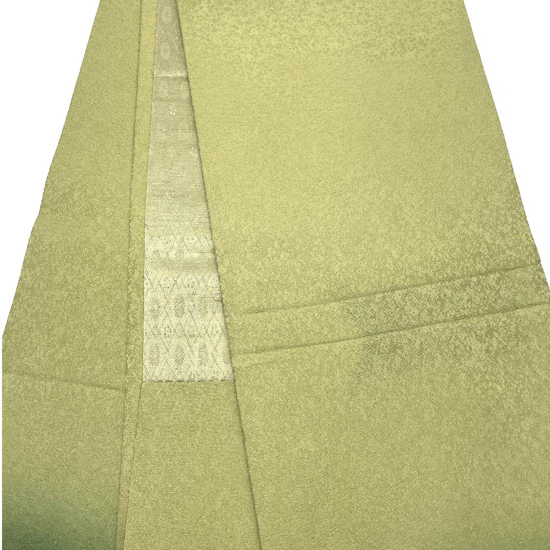 袋帯 島松鼠色(しままつねずいろ) 利休色(りきゅういろ) 辻ヶ花 帯丈456cm 正絹 Aランク ポイント柄 フォーマル 緑系 1123007523419