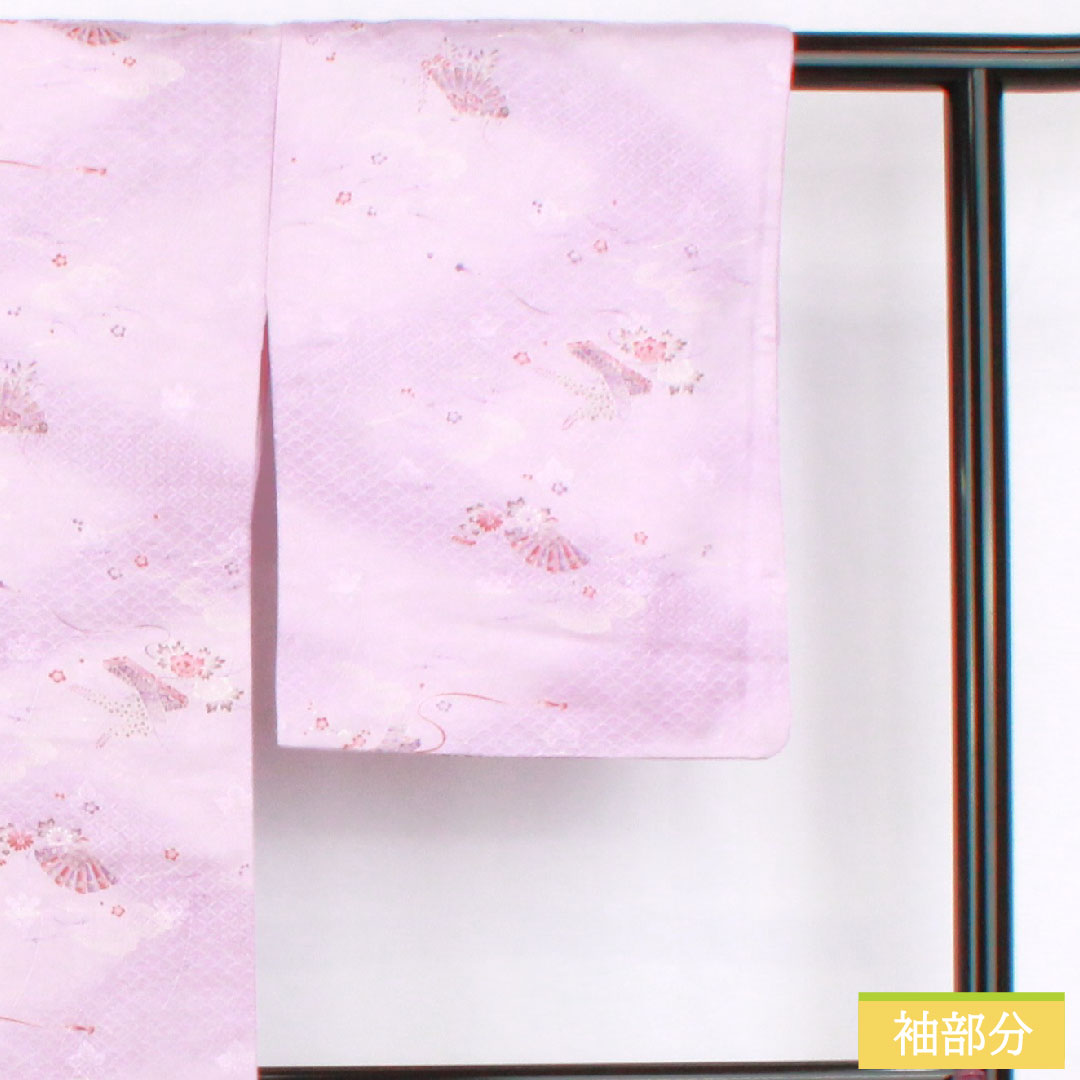 小紋 ポリエステル 身丈157cm 裄丈63cm 袷 浅紫色(あさきむらさきいろ) 洗える着物 吉祥文様 しつけ糸付き 未使用品 Sランク 紫系 1115004572320