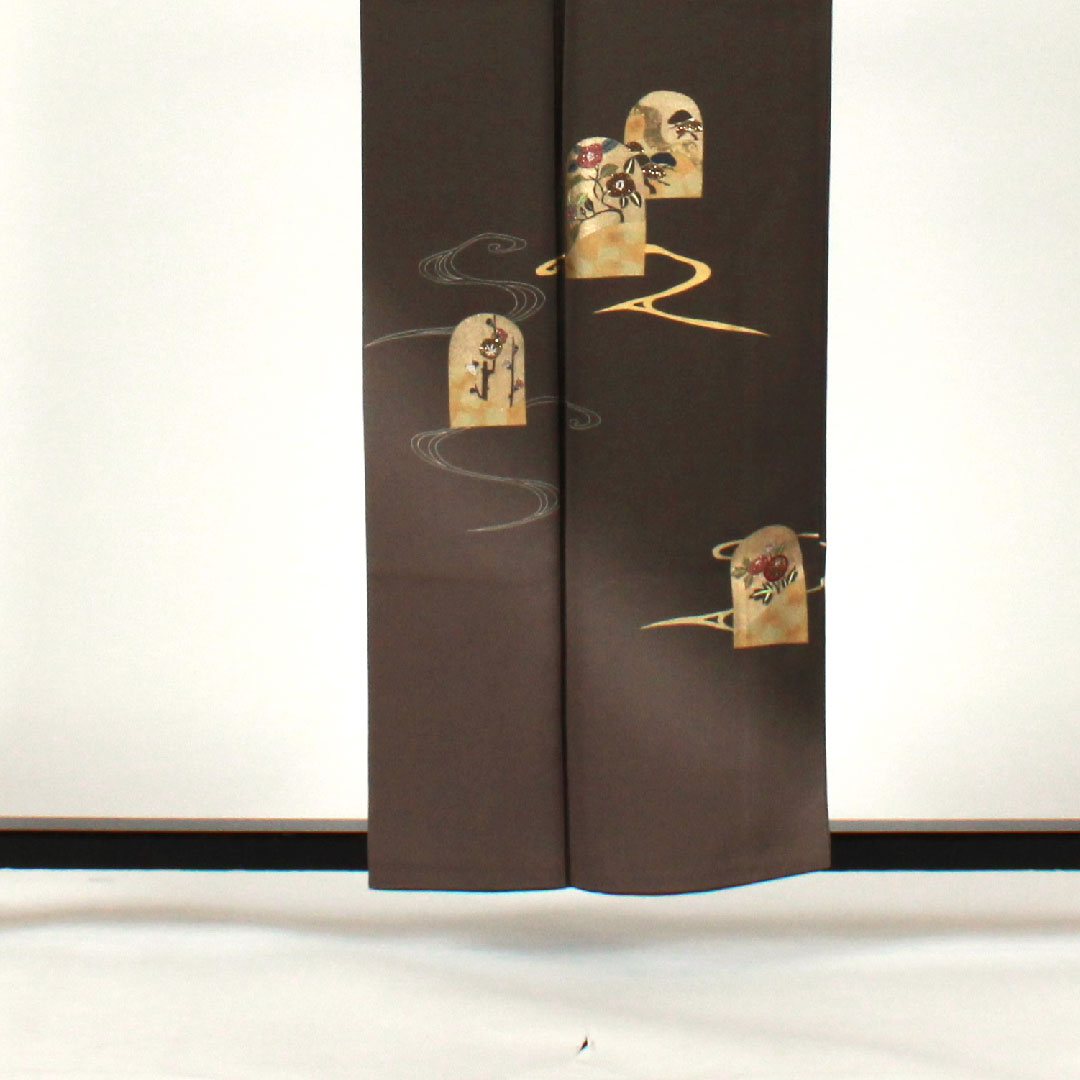 訪問着 袷 身丈157.5cm 裄丈62.5cm 刺繡 正絹 Sランク グレー系 1112001272322