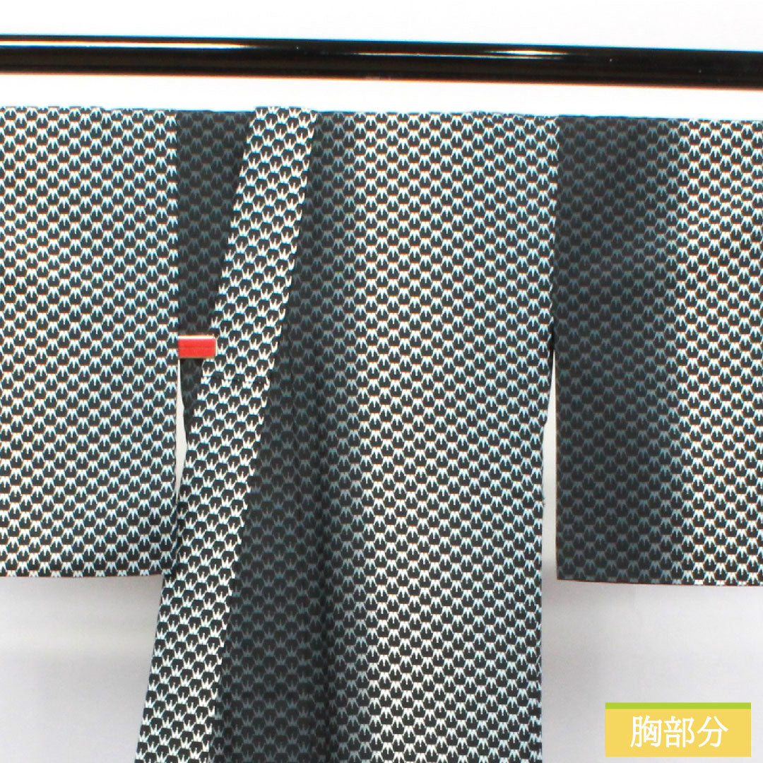 小紋 ポリエステル 身丈158cm 裄丈67cm 単衣 洗える着物 幾何学模様 Sランク グラデーション系 1115003962399