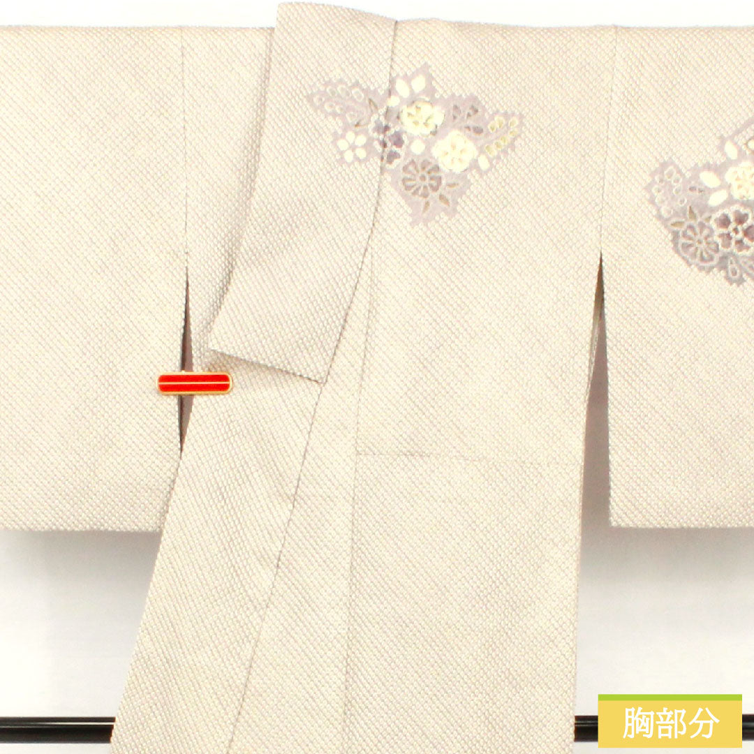 訪問着 正絹 袷 身丈161.5cm 裄丈61.5cm 淡紫色(たんししょく) 総絞り 辻ヶ花 Aランク 紫系 1112005473420