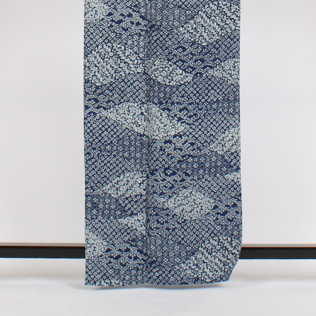 Komon, Length 162.5cm, Sleeve length 64cm, Single layer, Floral pattern, Pure silk, S rank, Navy blue, 1115000162318
