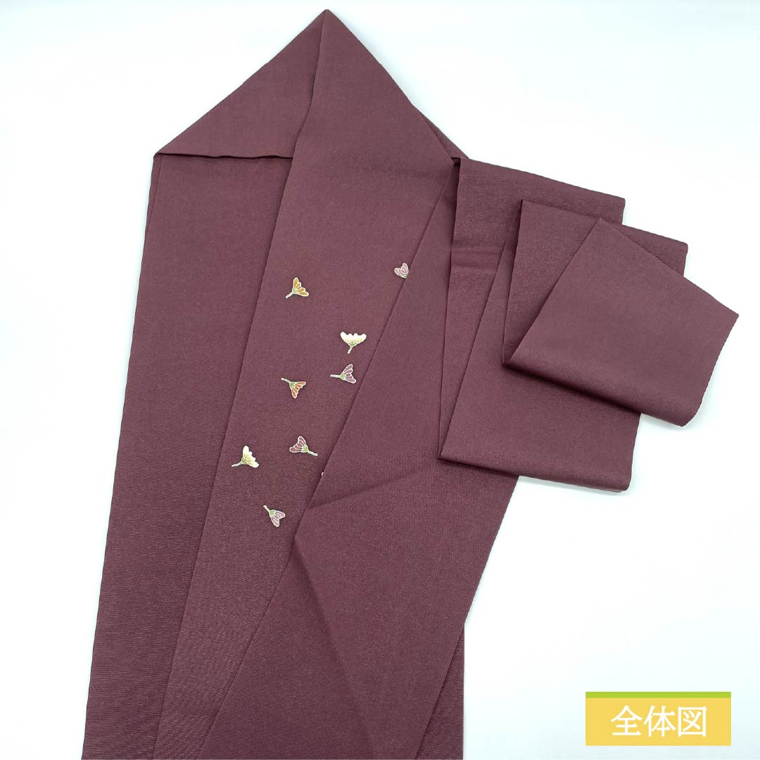 名古屋帯 正絹 木蘭色色(もくらんじきいろ) 染め帯 小花 花びら 帯丈357cm Sランク ポイント柄 セミフォーマル 紫系 1124007172320 名古屋仕立て