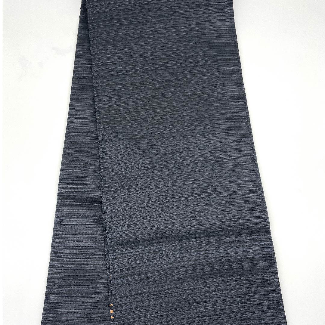 袋帯 黒色 横段 帯丈446cm 正絹 Sランク 六通 カジュアル 黒系 1123007802310