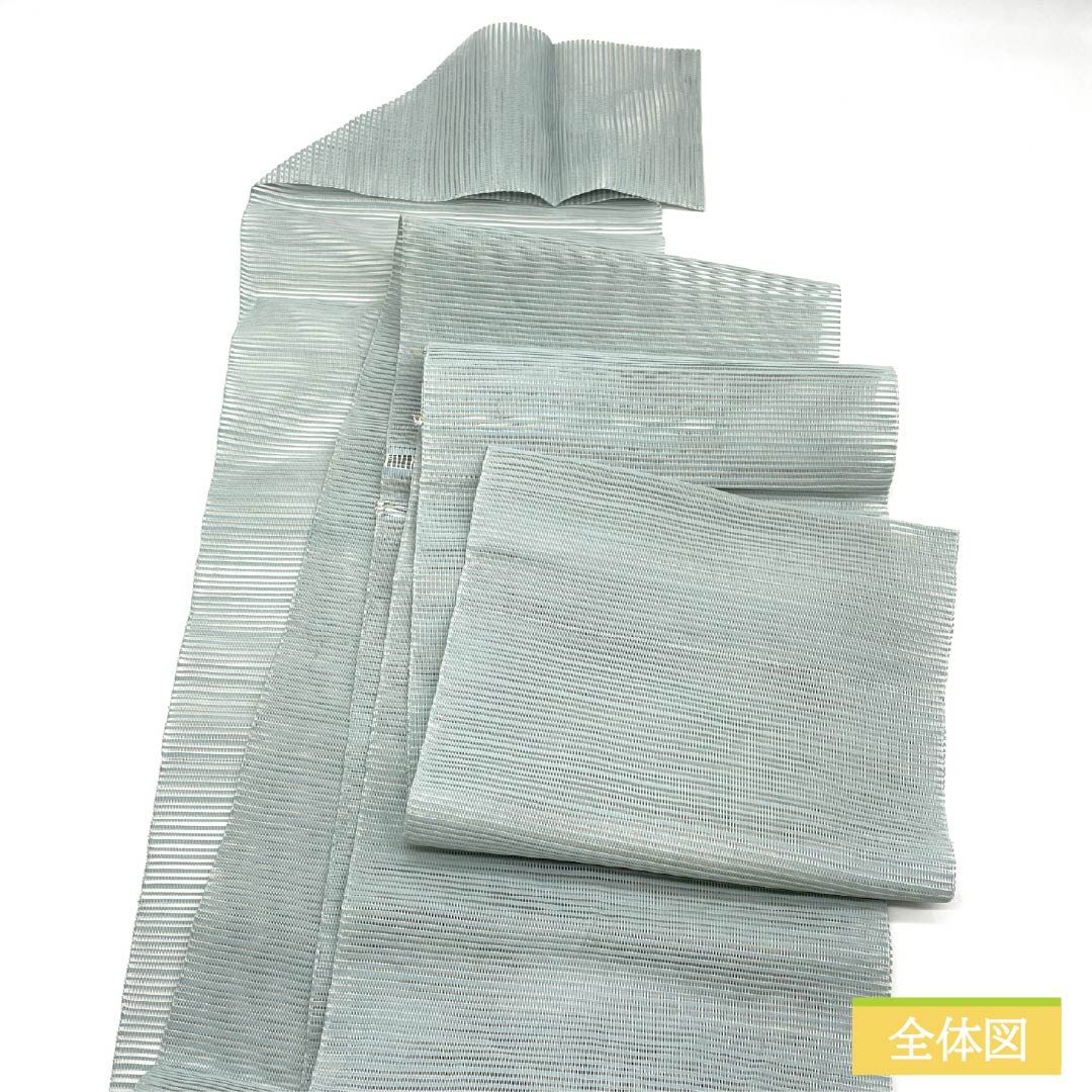 名古屋帯 藍白色(あいじろいろ) 夏帯 抽象模様 帯丈365cm 正絹 Sランク ポイント柄 カジュアル 水色系 1124008592324 松葉仕立て