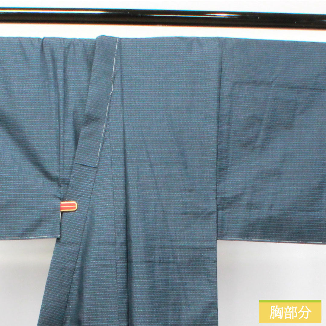 男物 正絹 身丈136.5cm 裄丈67cm 大島紬 亀甲模様 しつけ糸付き アンサンブル Sランク 袷 紺系 1119000712318
